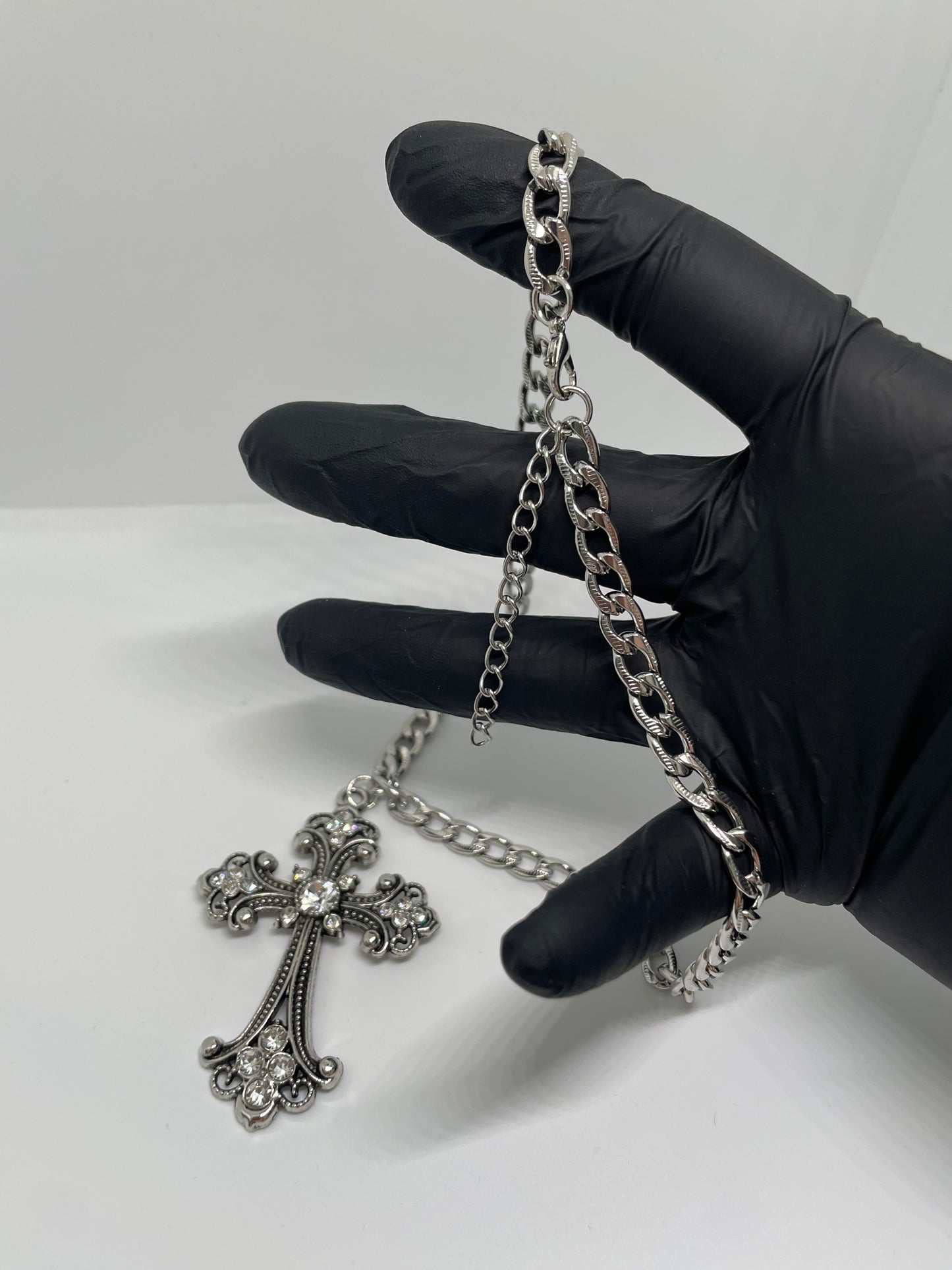 Iced Out Gothic Chunky Cross Necklace