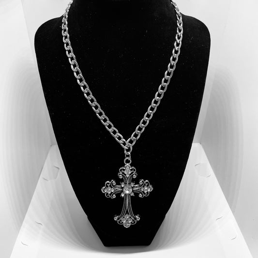Iced Out Gothic Chunky Cross Necklace